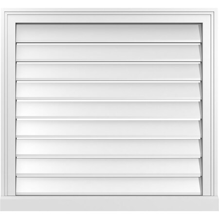 Ekena Millwork Vertical Surface Mount PVC Gable Vent: Functional, w/ 2"W x 2"P Brickmould Sill Frame, 30"W x 28"H GVPVE30X2803SF